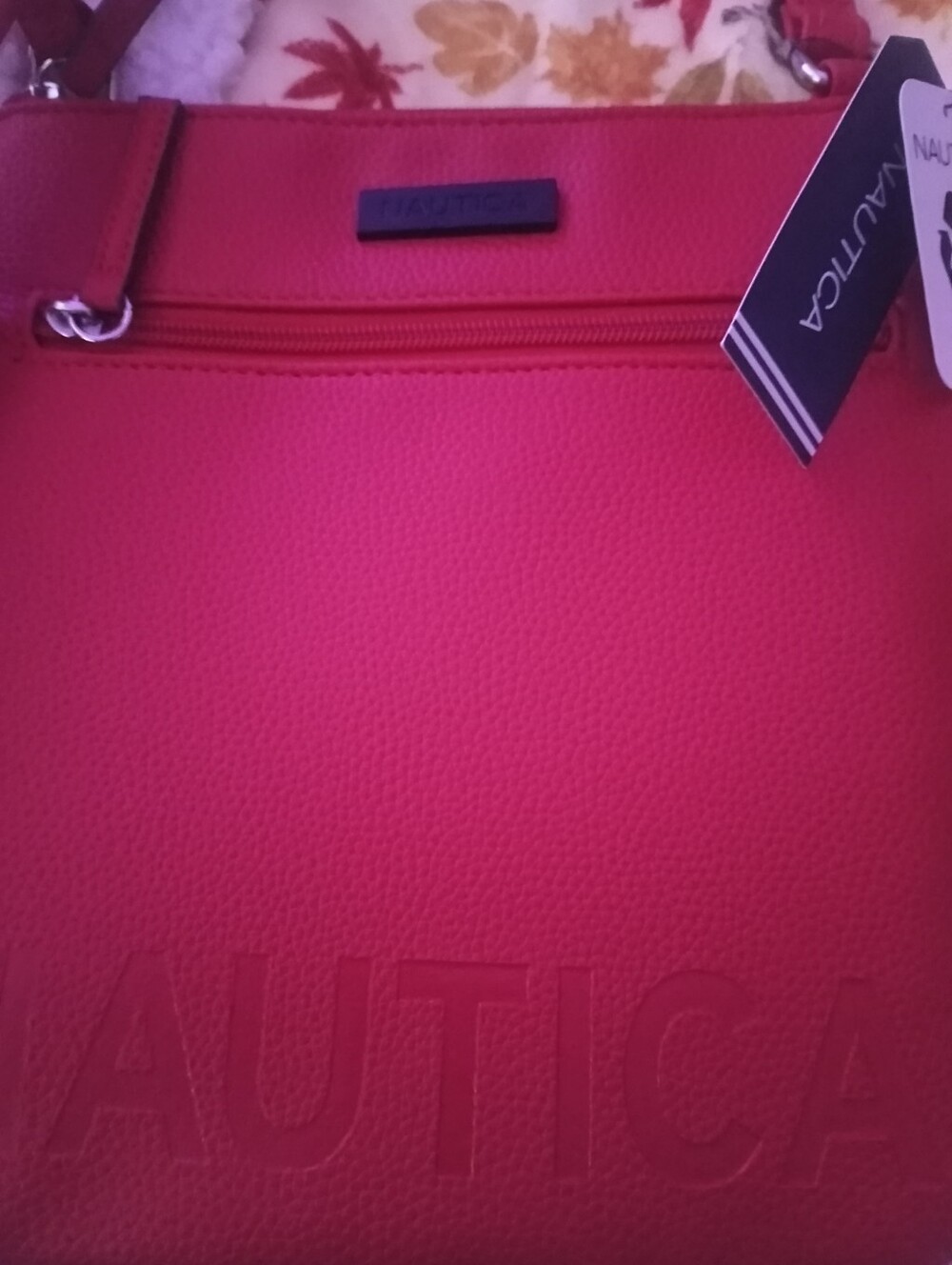 Nautica Pink-Poppy Shoulder Tote with Embossed Logo